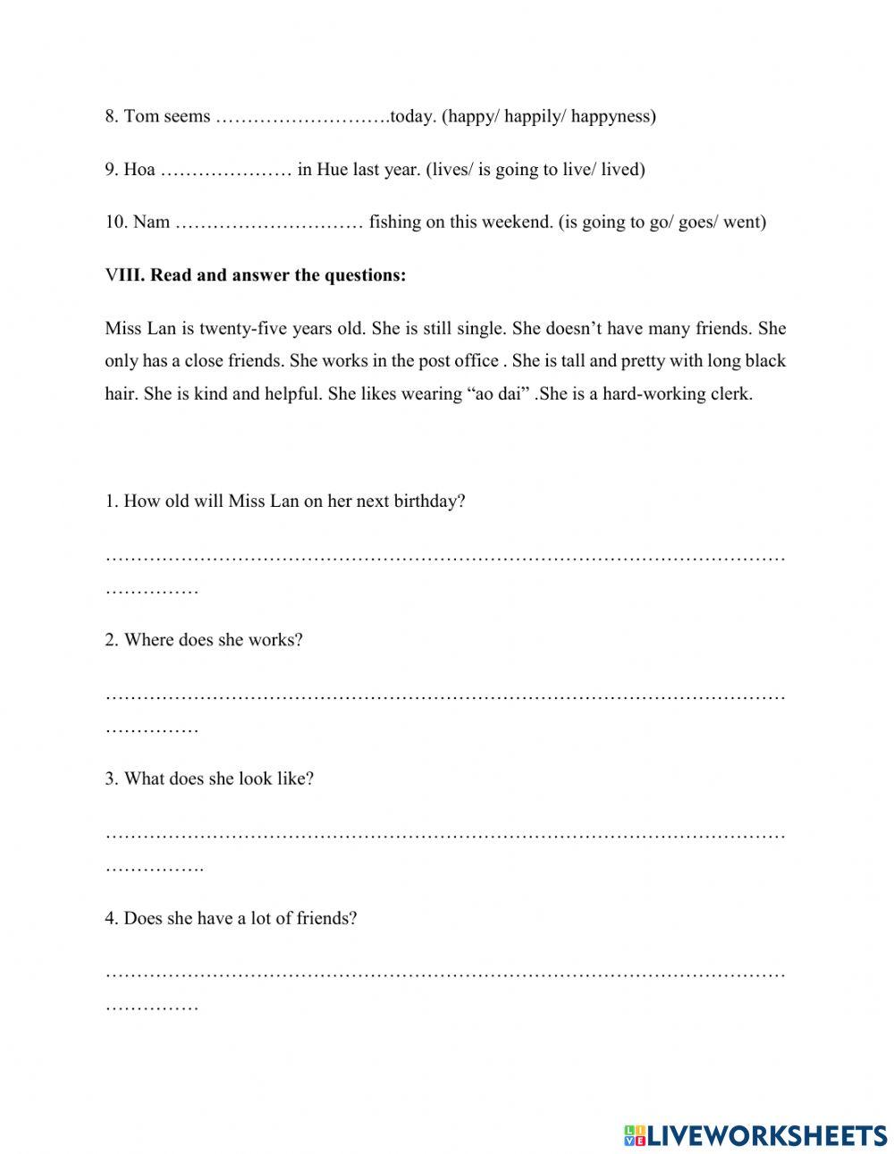 Grade 8 worksheet