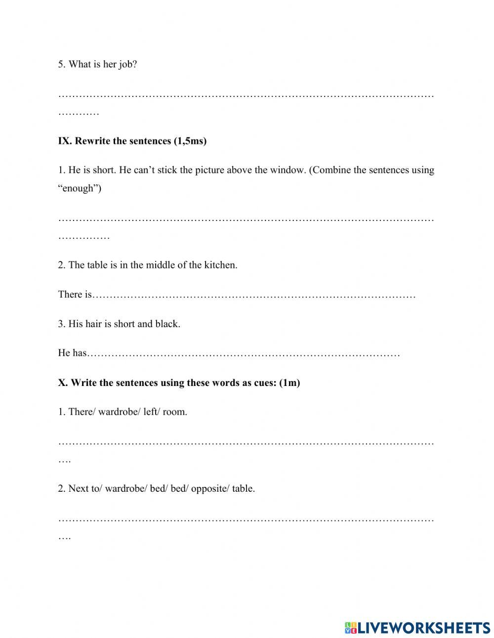 Grade 8 worksheet