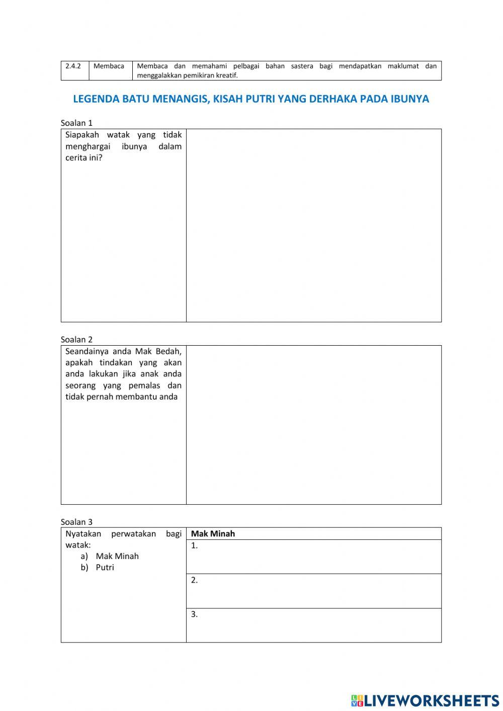 2.4.2 Legenda Batu Menangis-LJ Kisah Putri yang Derhaka pada Ibunya