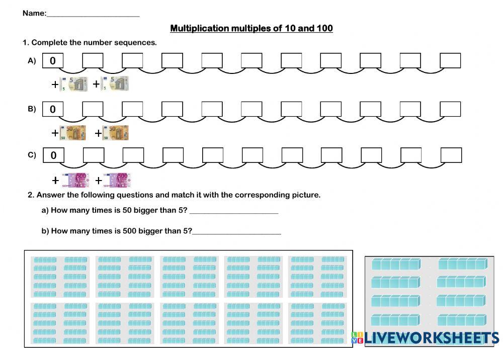 Multiplying by multiples of 10 and 100 1561478 | Clau