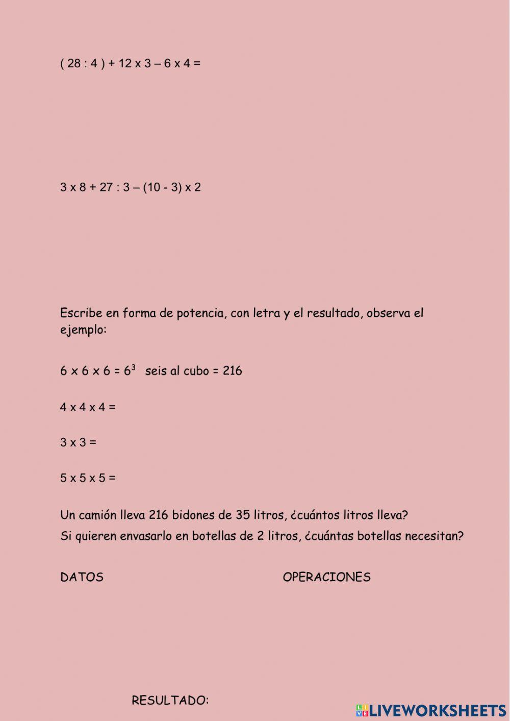 Repaso matemáticas operaciones