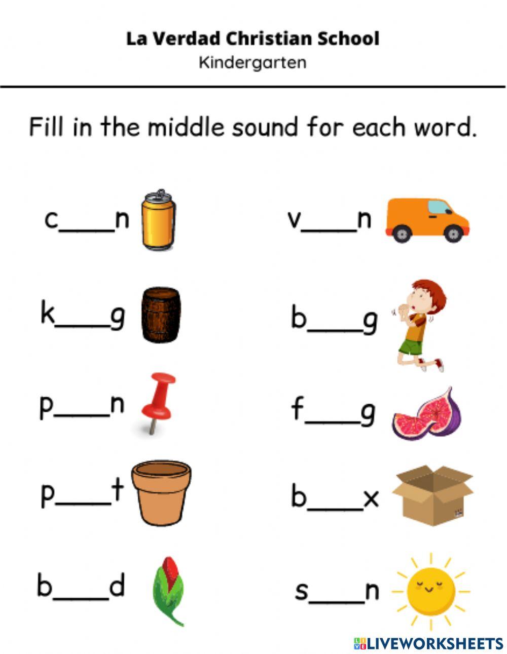 WEEK 10: MEDIAL SOUND online exercise for | Live Worksheets
