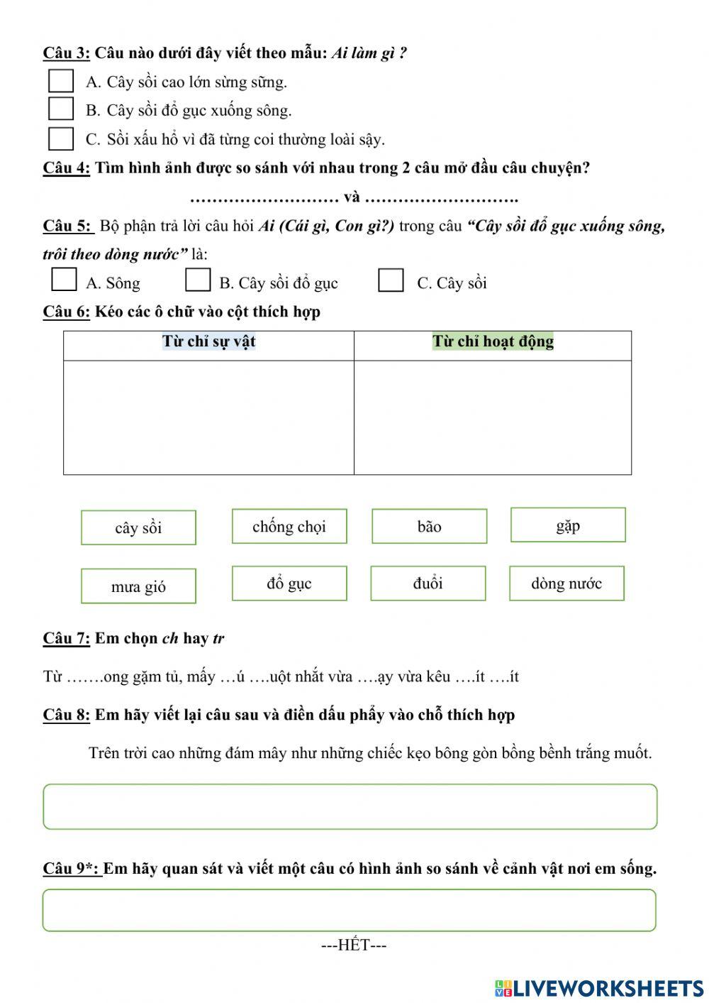 Bài ôn tập tuần 8