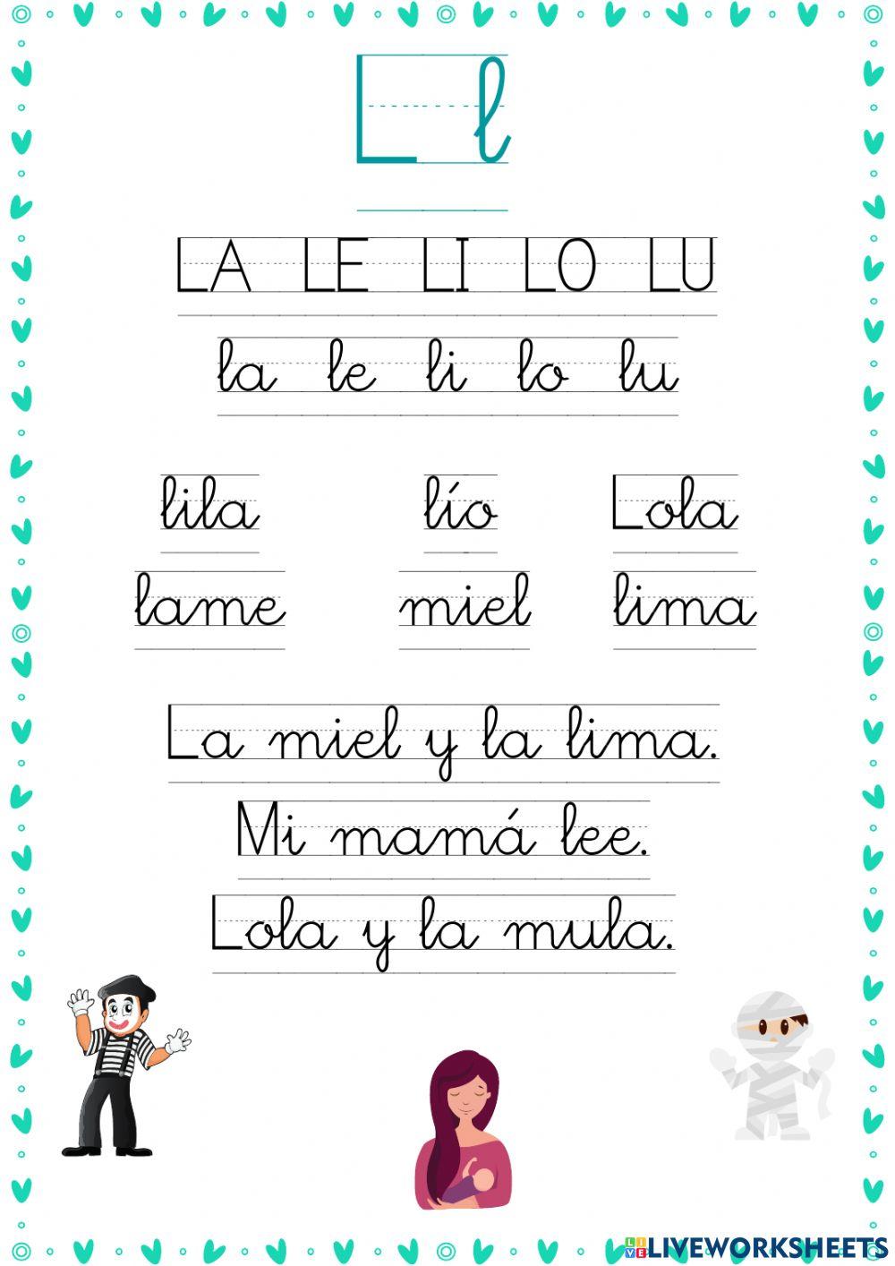 La letra L la le li lo lu - Spanish Profe