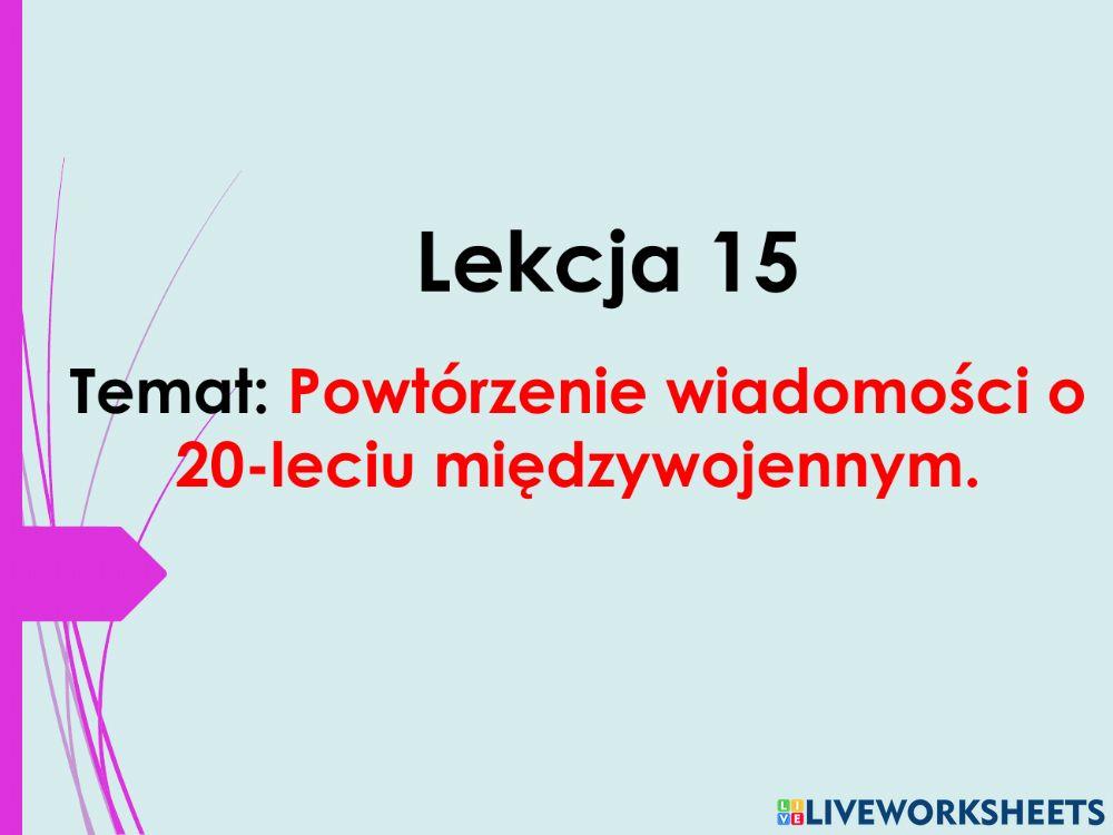 Powtórzenie wiadomości o dwudziestolecie międzywojenne