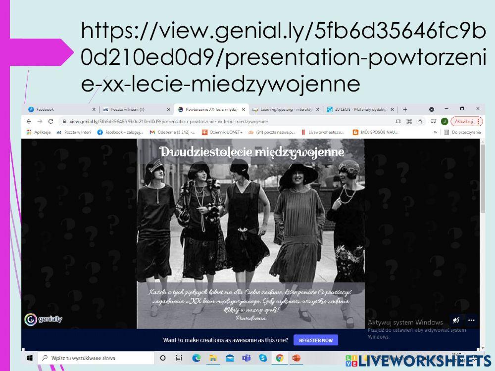 Dwudziestolecie Międzywojenne Sprawdzian Kl 6 1561724 | Powtórzenie wiadomości o dwudziestolecie