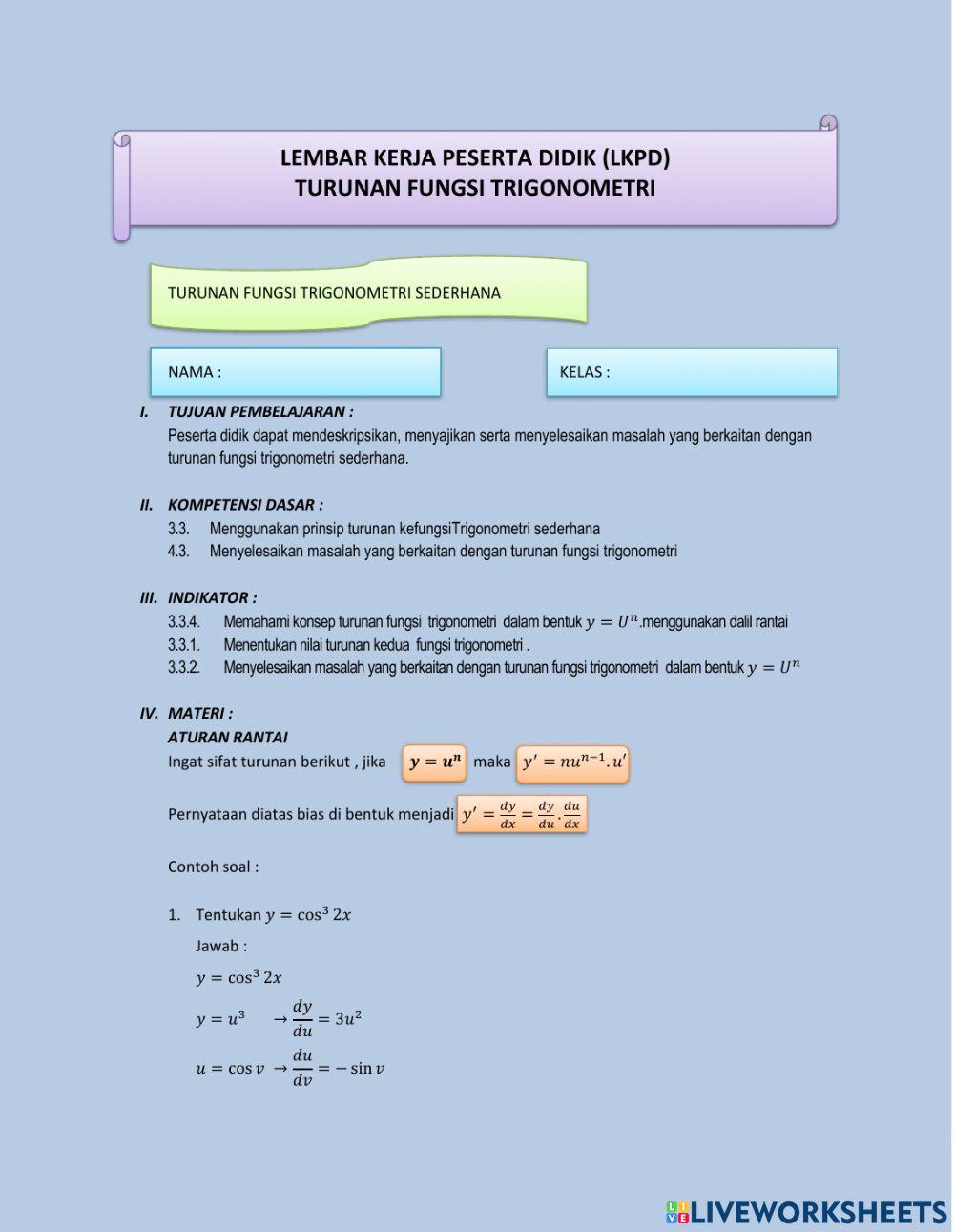Turunan fungsi trigonometri 2