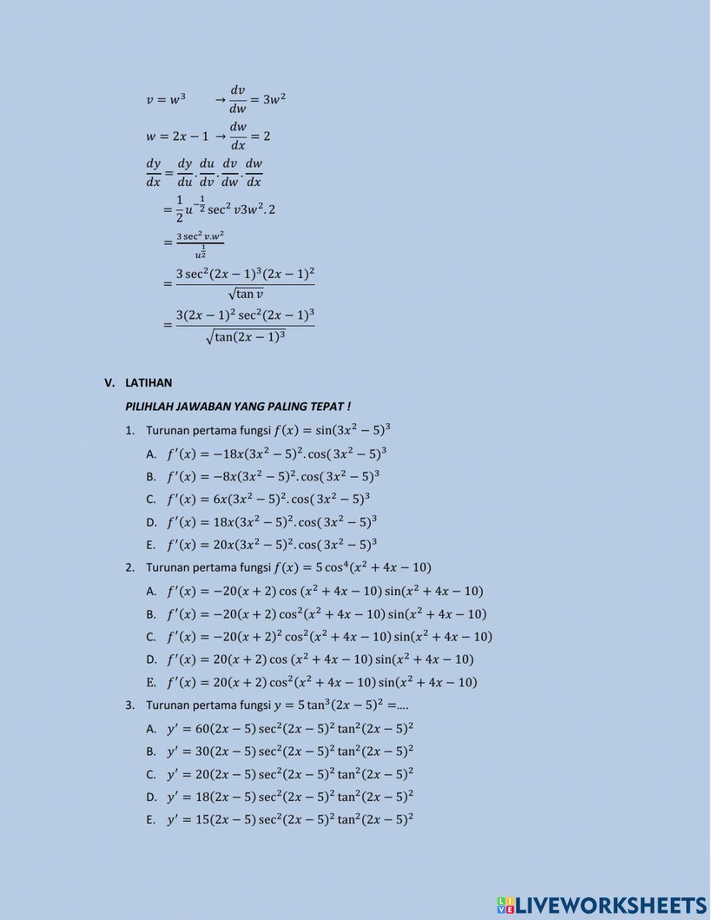 Turunan fungsi trigonometri 2