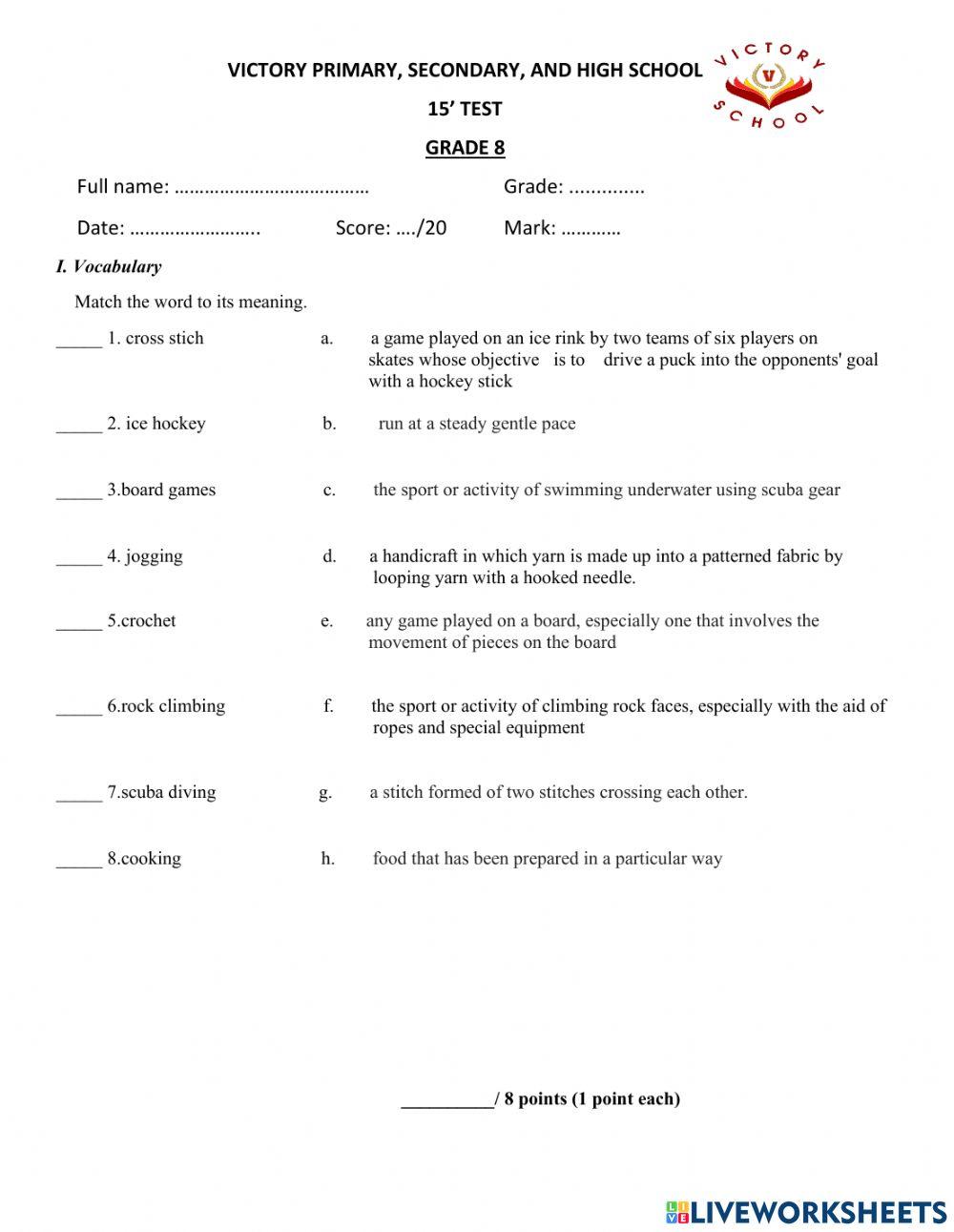 8th Grade Quiz (Mr. Warren)