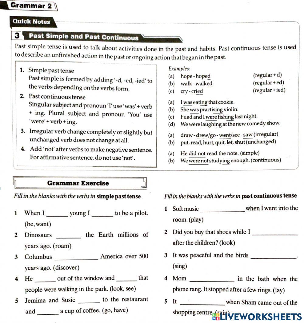 GRAMMAR (Past simple and Past continuous)