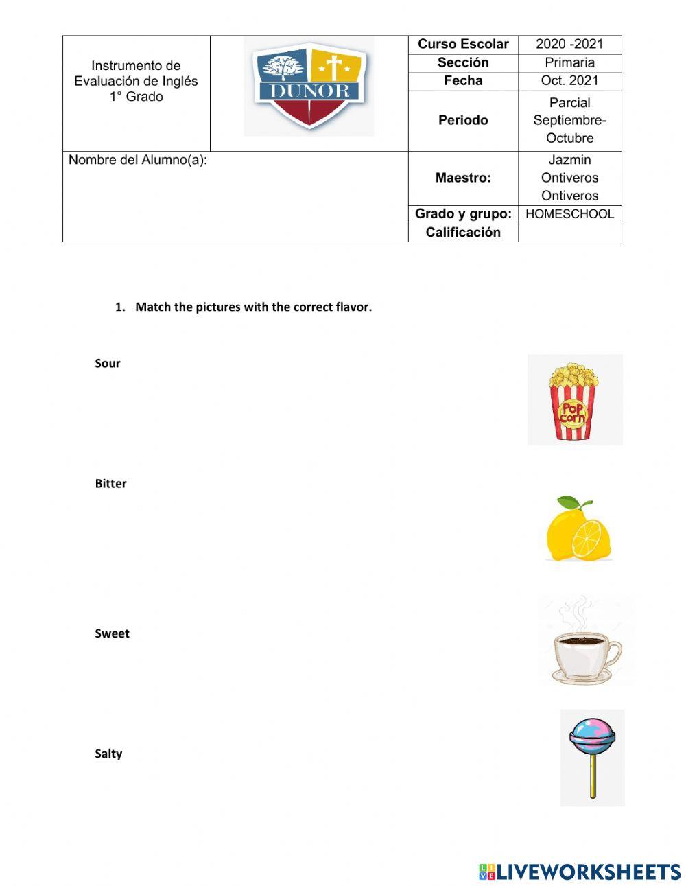 Flavors, senses, birthday vocabulary