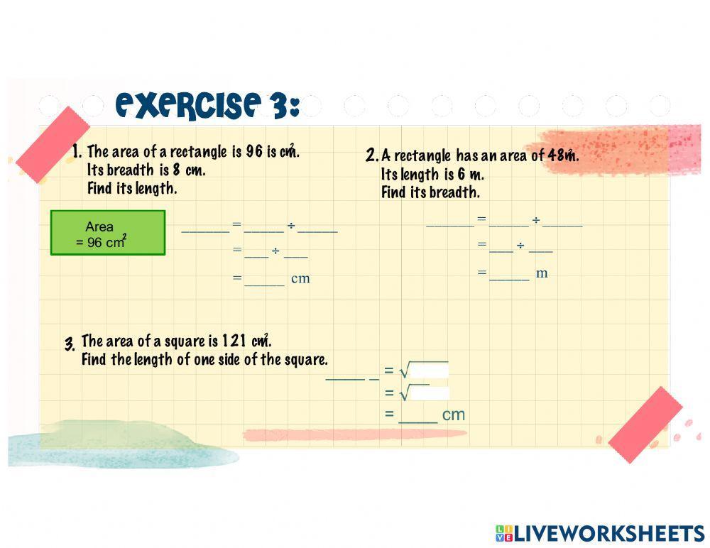 Area of square and rectangle
