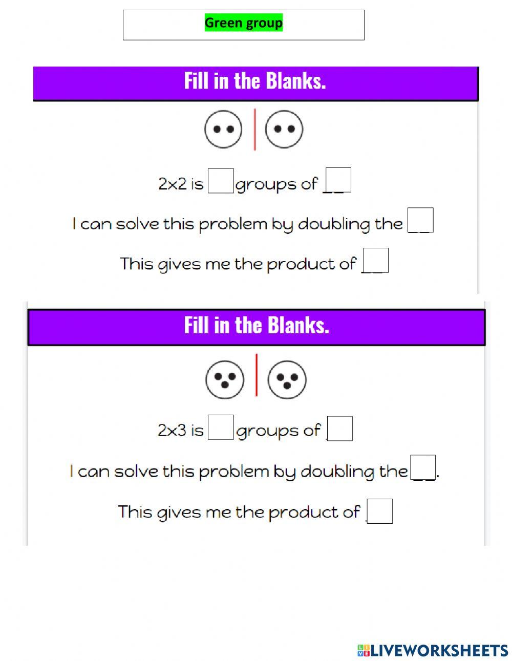 Multiply by 2 online exercise Live Worksheets