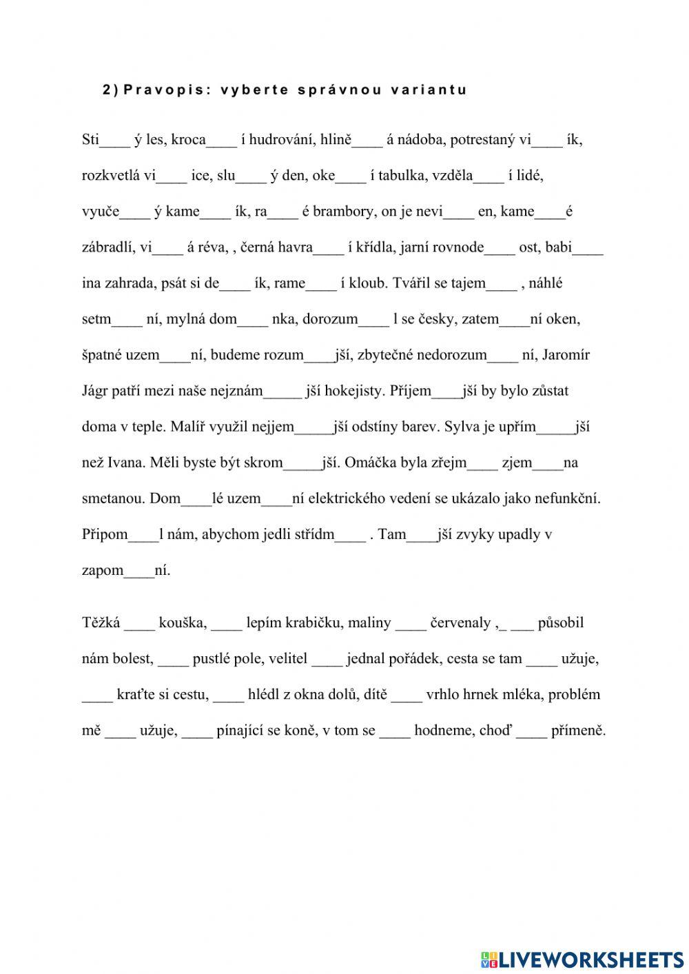 Čárky ve větách + pravopis