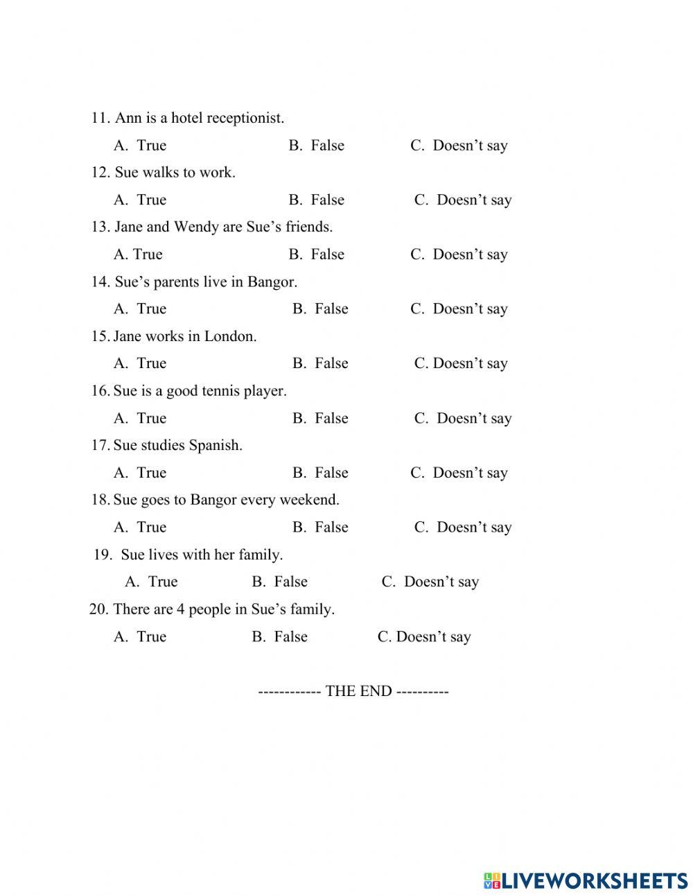 Elementary unit 3 test 2