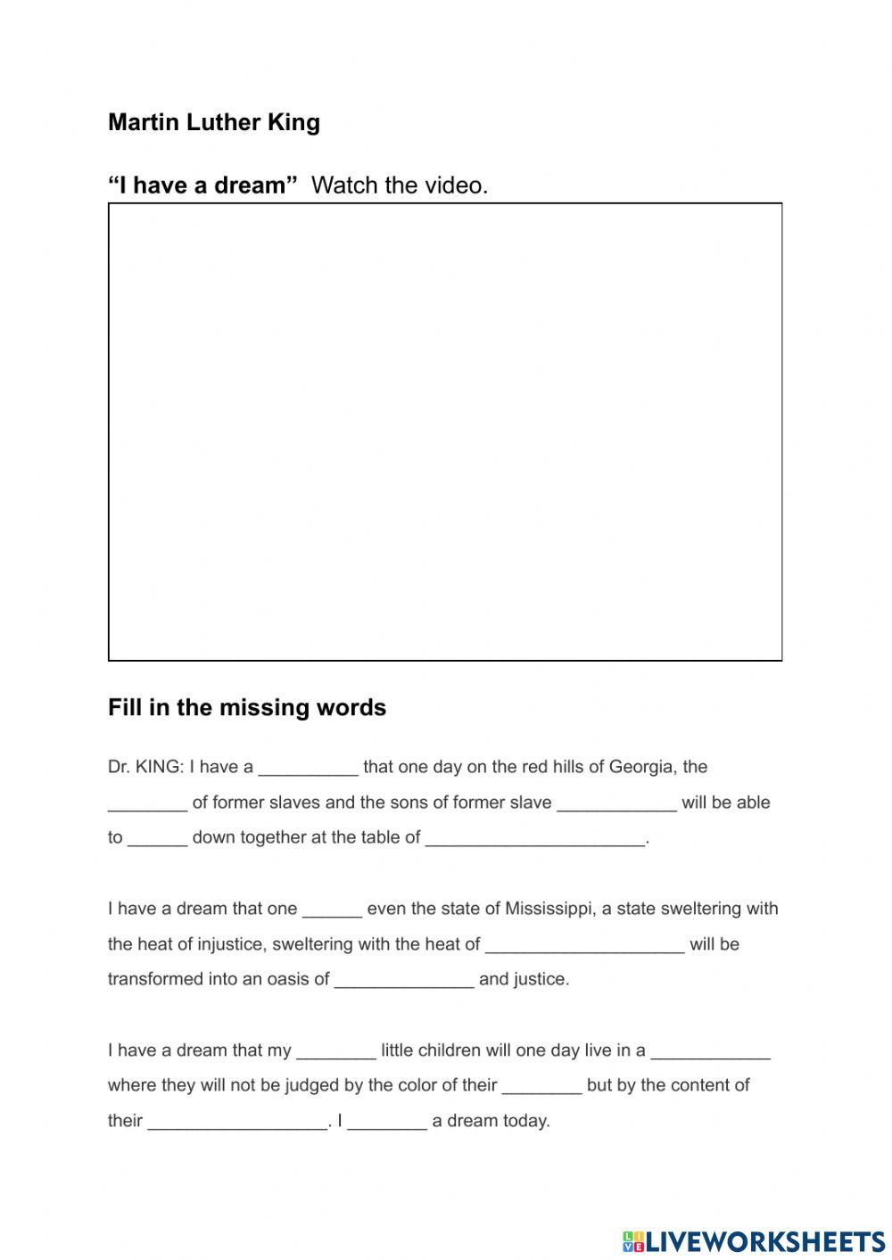 I have a dream -Martin Luther King