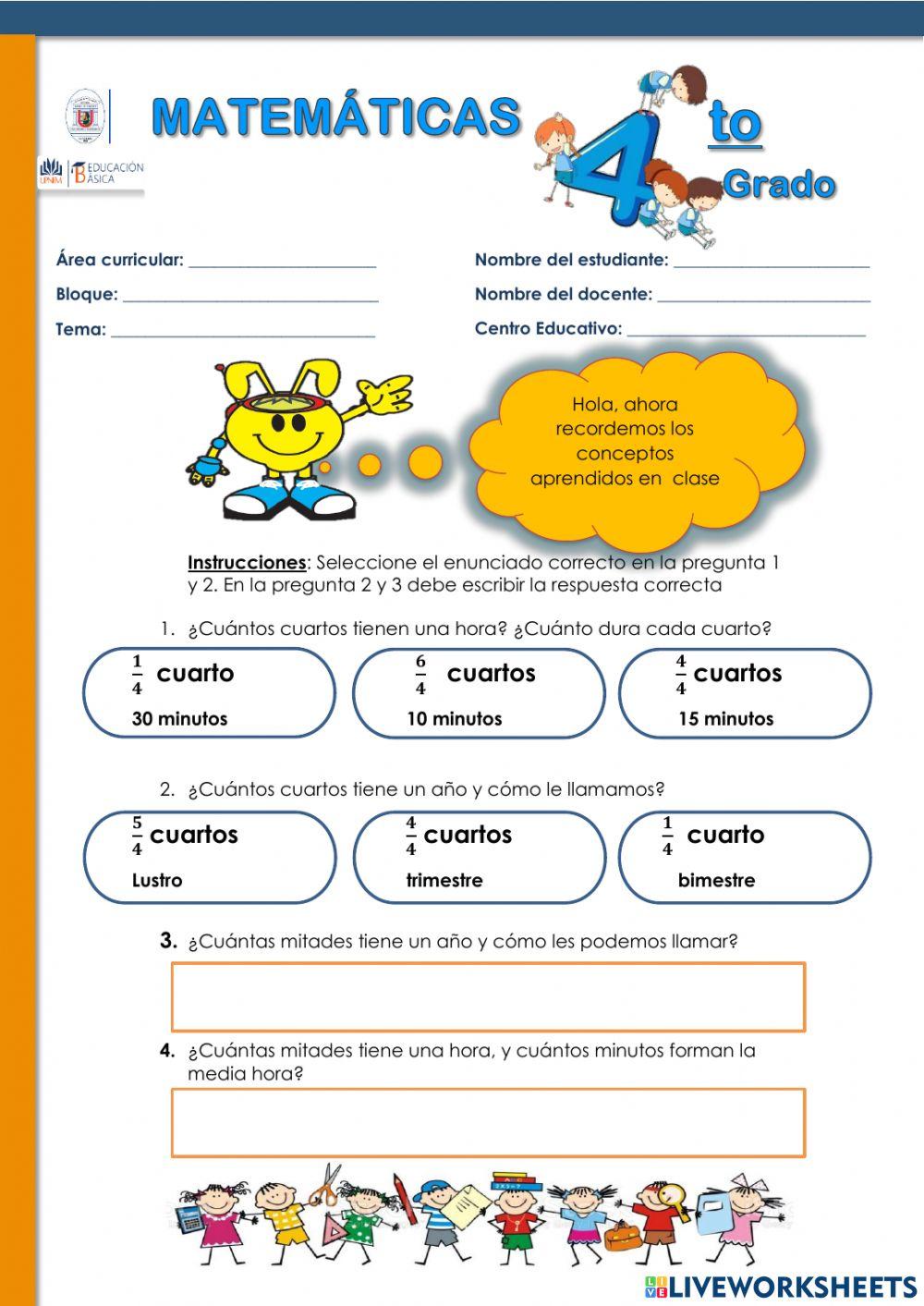 Representemos el tiempo con fracciones