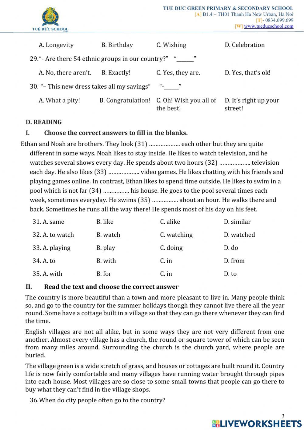Grade 8-Mid term test 1-Revision