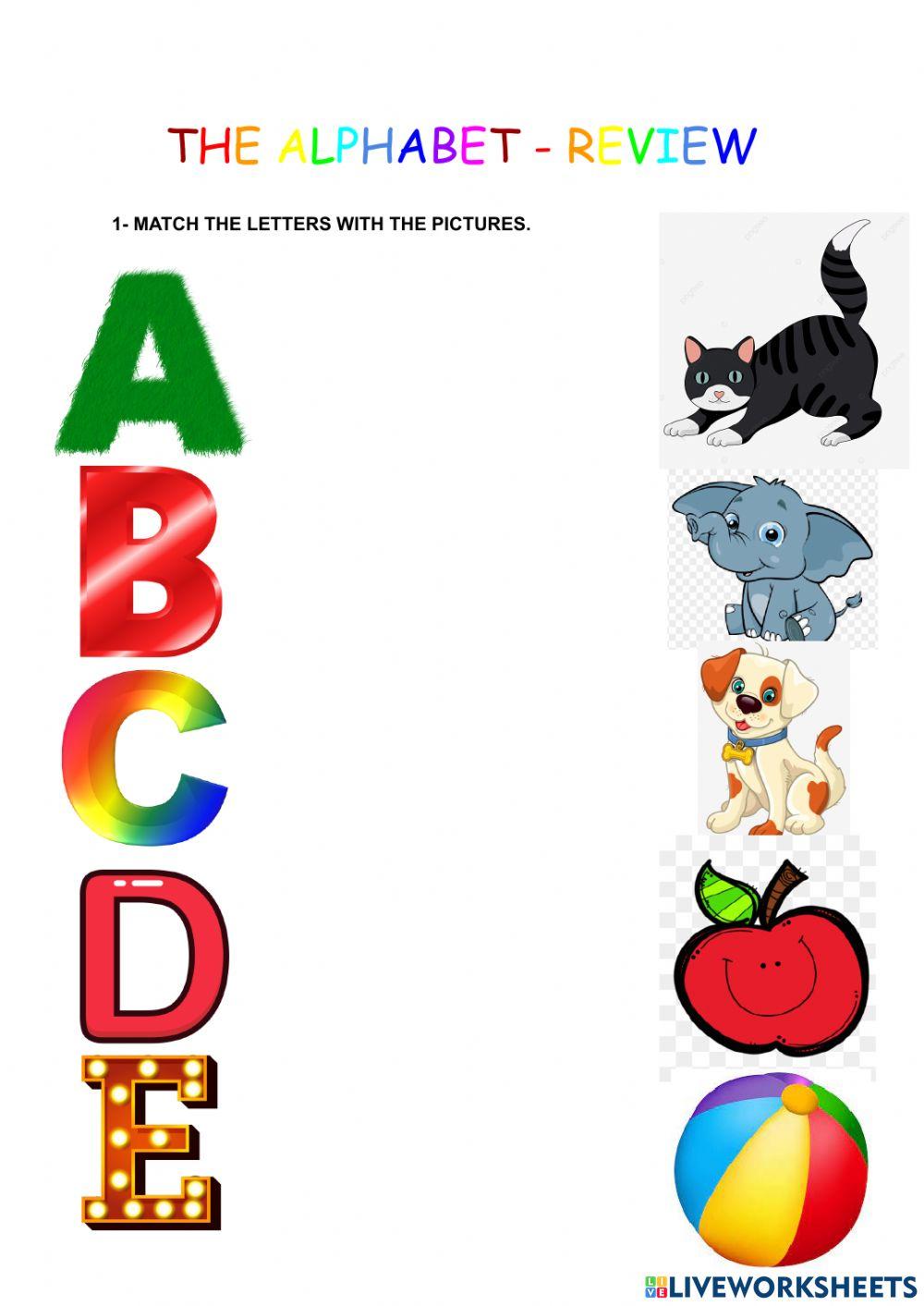 Alphabet review A to P