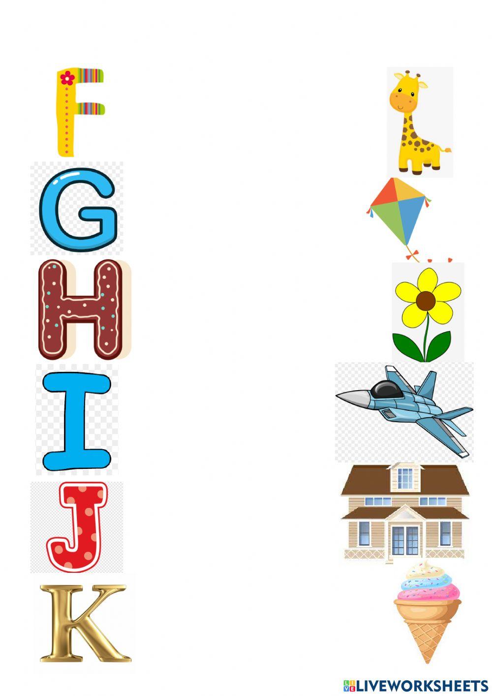 Alphabet review A to P