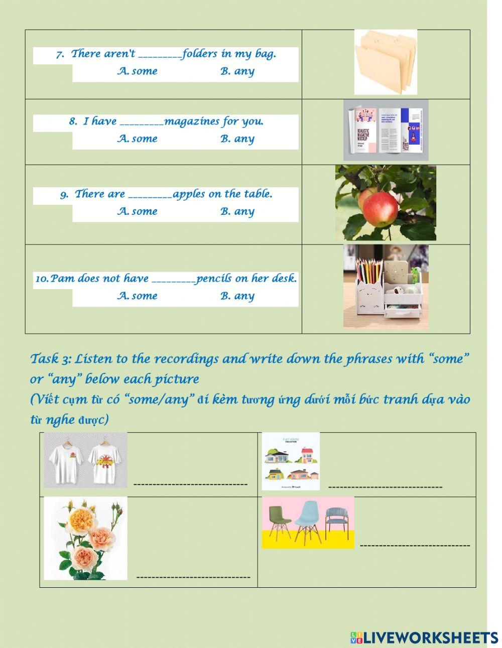 Practice with some and any