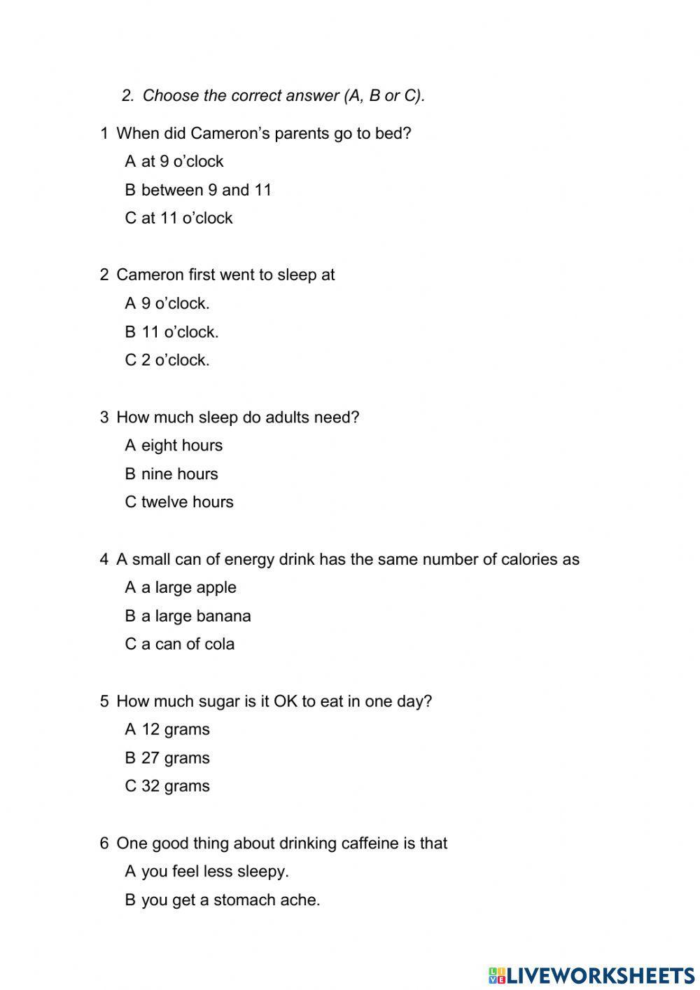 Wider World 2 - Unit 6.3 - Reading & Vocabulary  (Sleep problems)