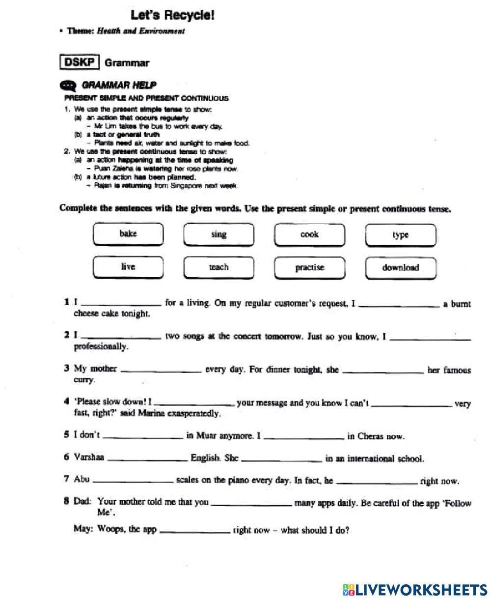 Form 2: Unit 1 Let's Recycle!