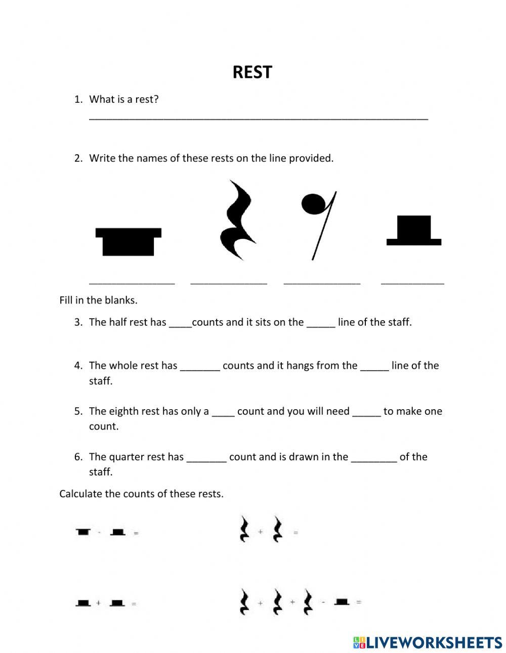 Rest worksheet -1 online exercise for | Live Worksheets