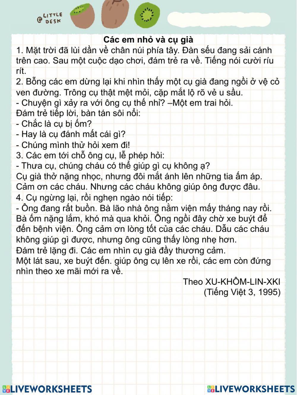 Bài Tập đọc : Các em nhỏ và cụ già