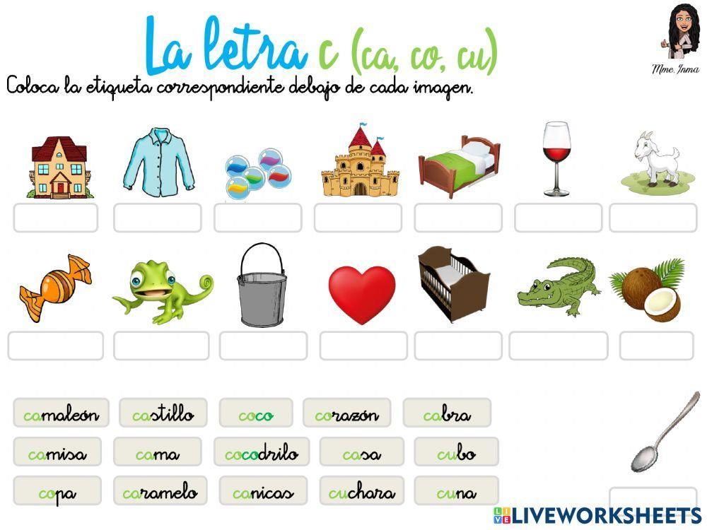 Aprendiendo la letra c + a, o, u