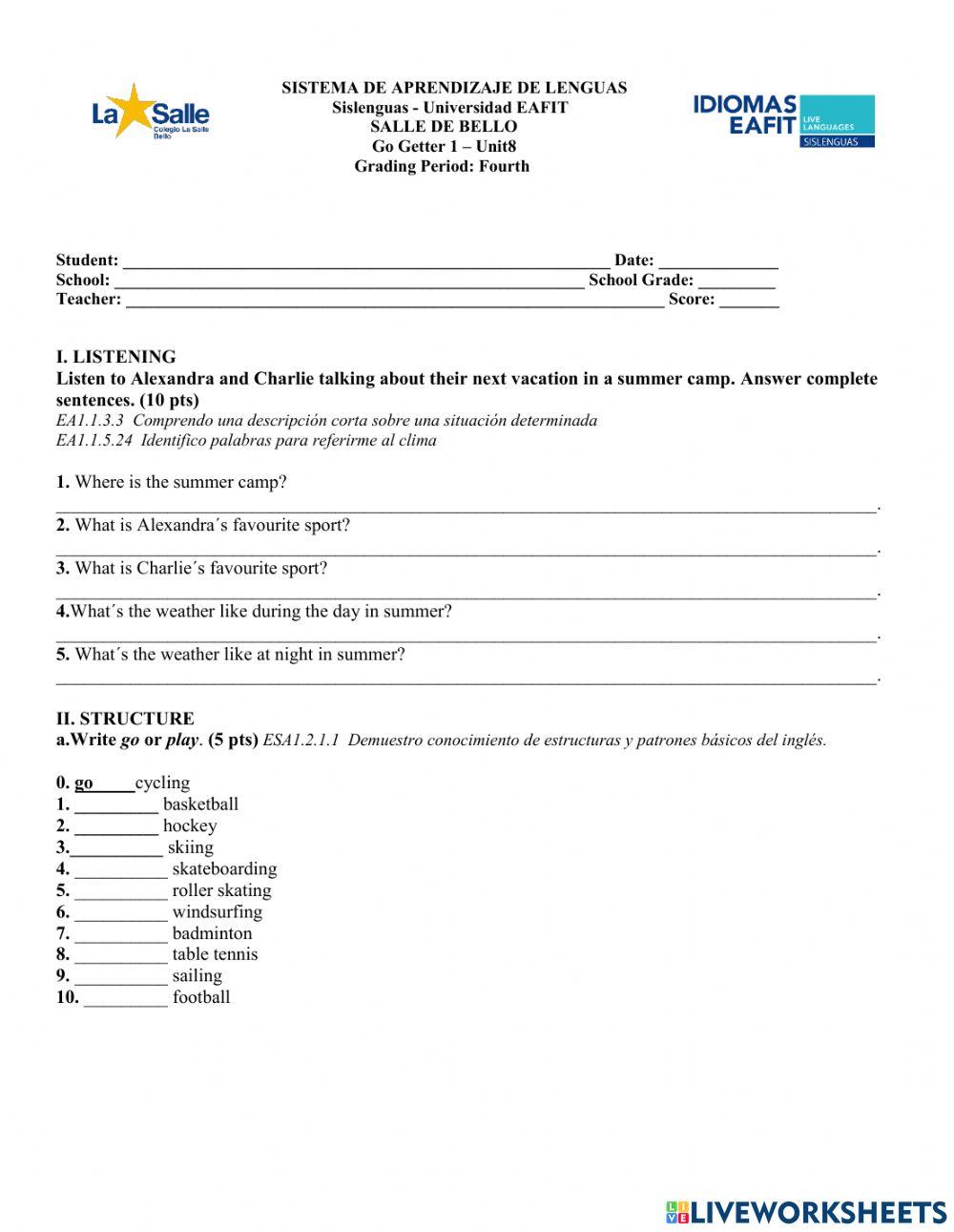 Final Exam Go Getter 1