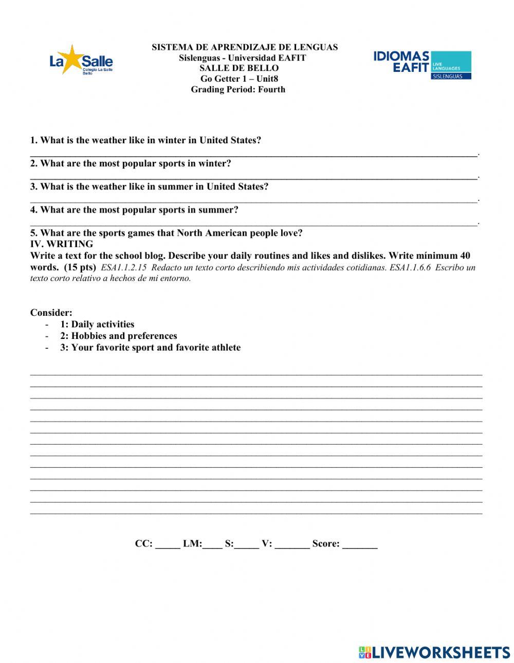 Final Exam Go Getter 1