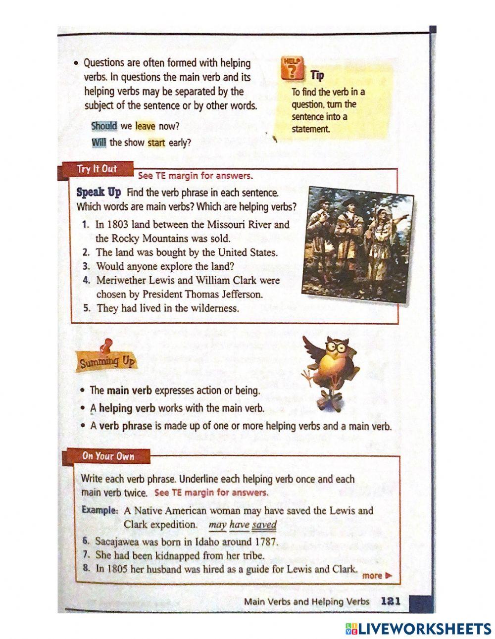 Main verb and Helping verbs 