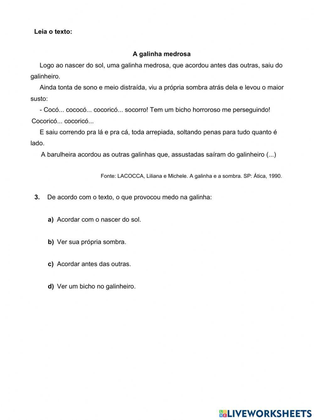 Atividade Língua Portuguesa SAEB