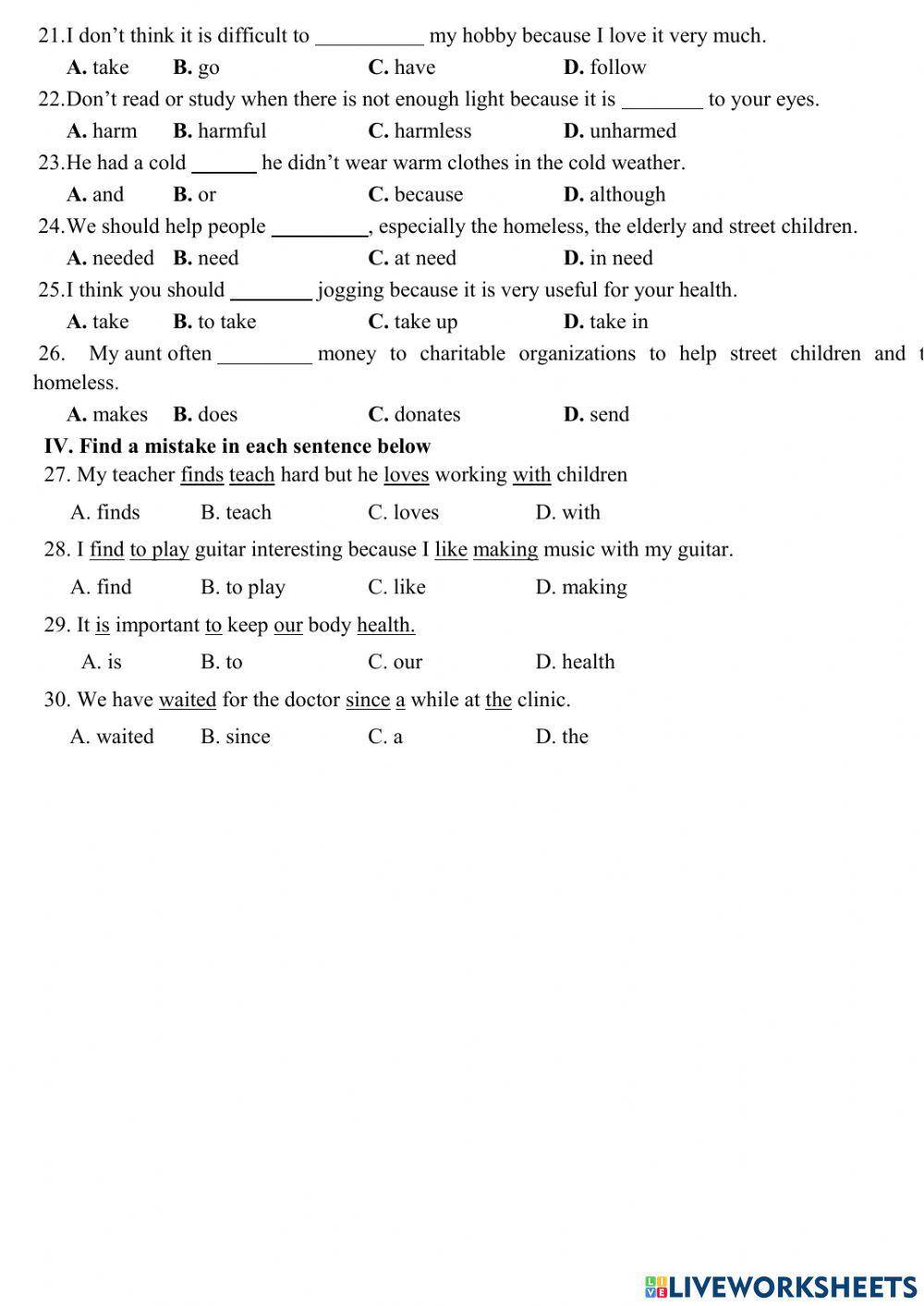 TA7 - Review Unit 1,2,3 (trắc nghiệm 1)