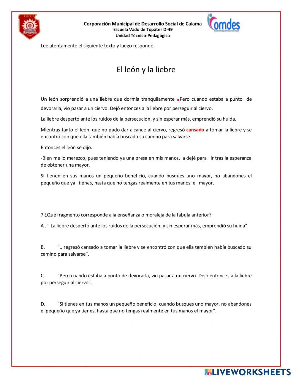 Evaluacion lenguaje tercer trimestre