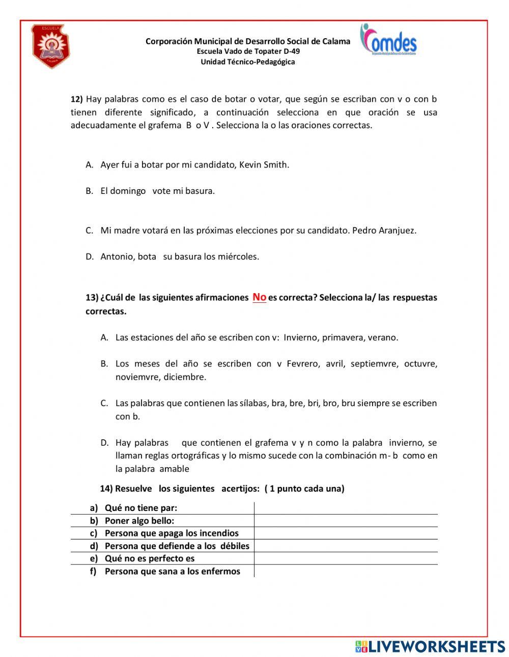 Evaluacion lenguaje tercer trimestre