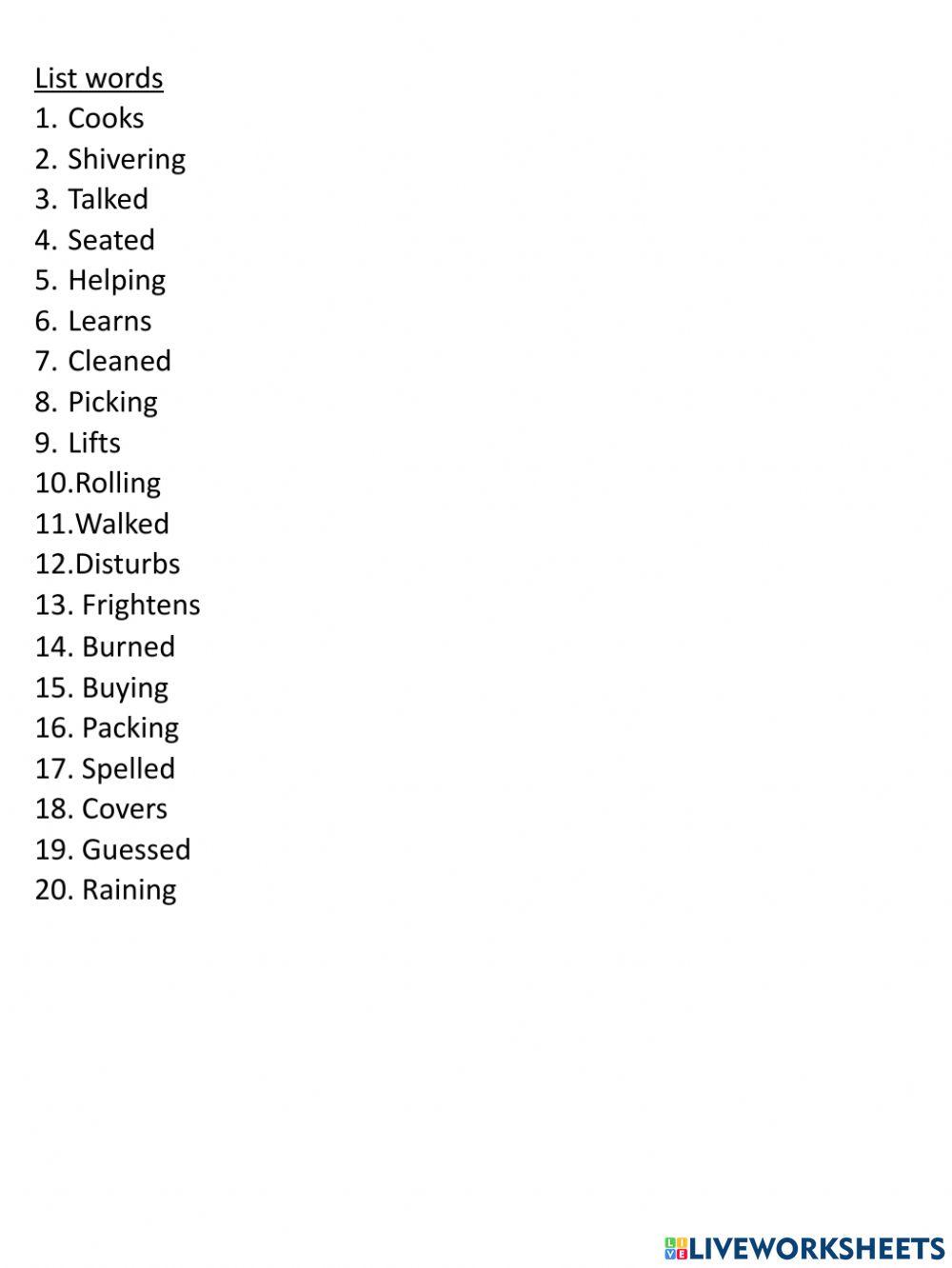 Inflectional Endings Worksheet 3