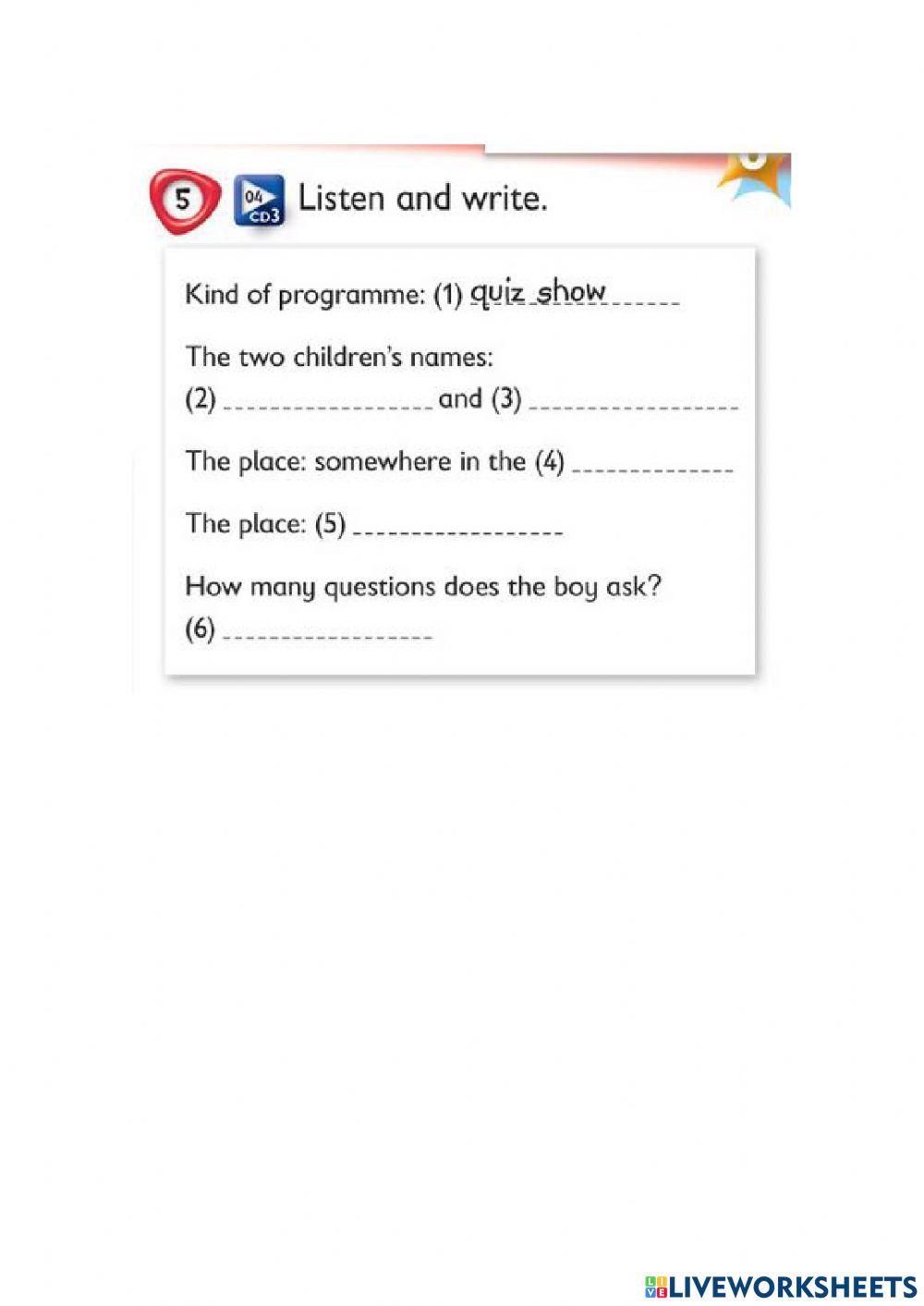 Listening unit 6 Quiz Program