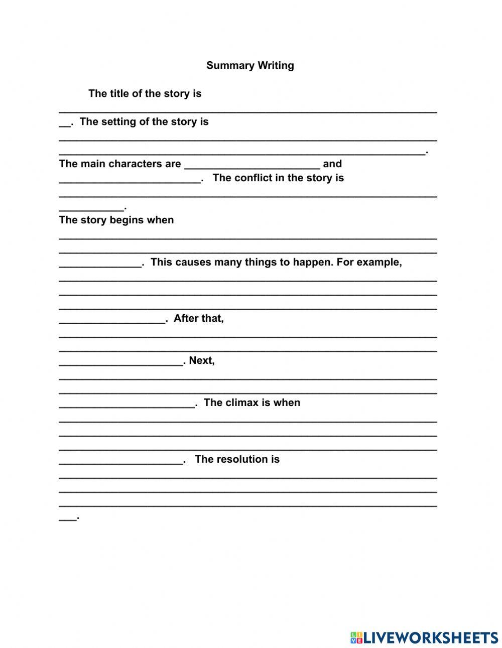 Summary Writing Template