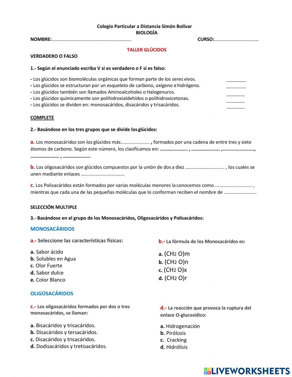 Taller de los Glúcidos