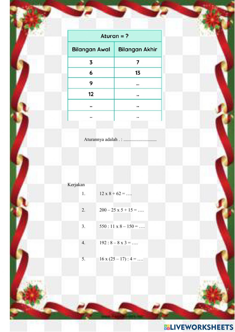 Lembar kerja matematika