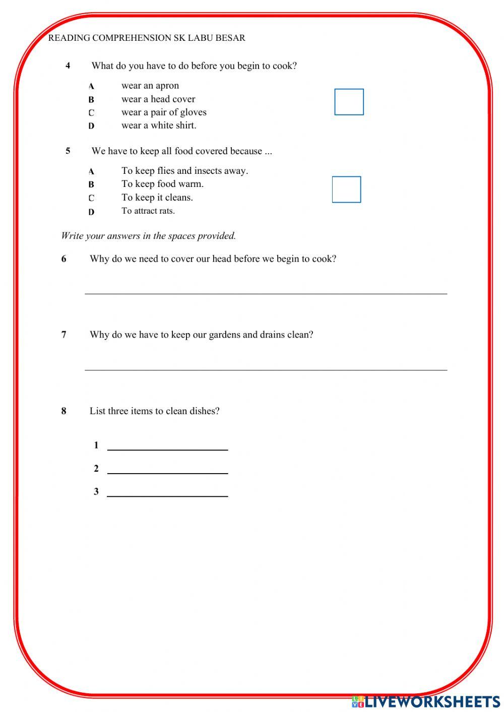 English UPSR Reading Comprehension