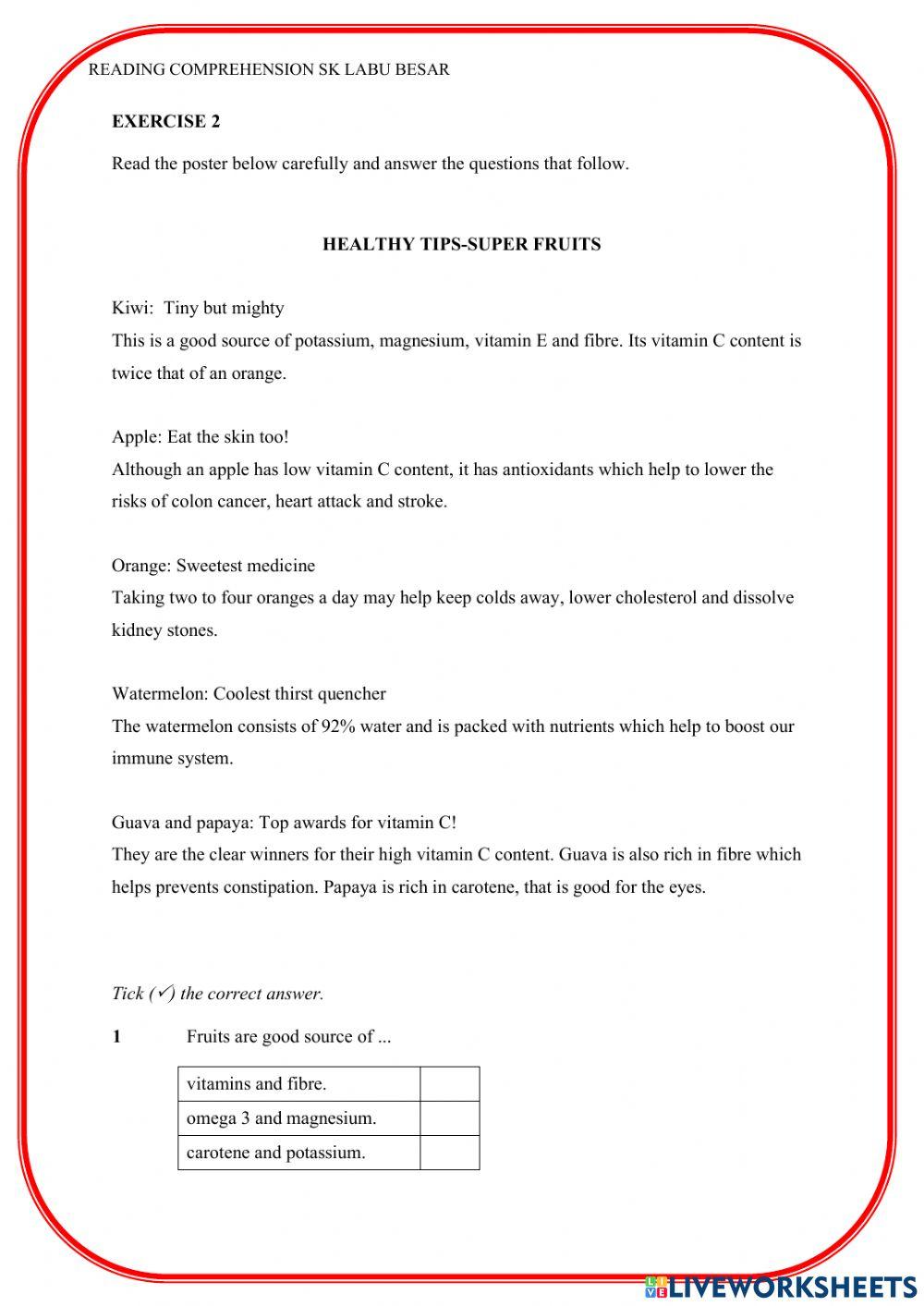 English UPSR Reading Comprehension