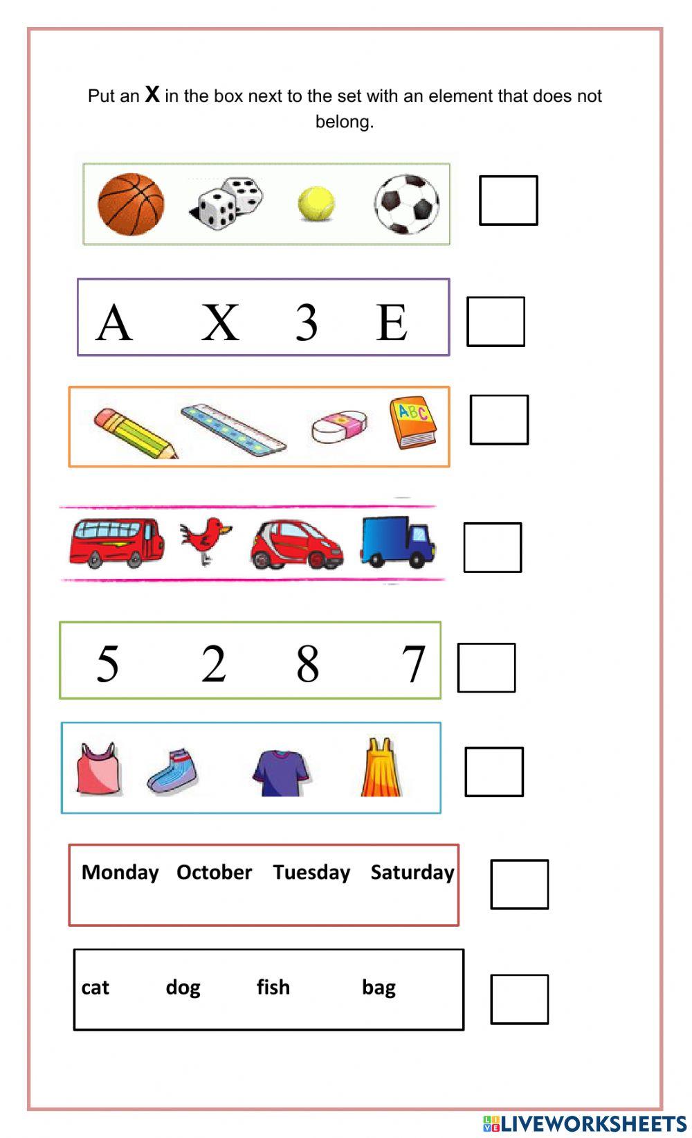 sets- Elements that belong-does not belong