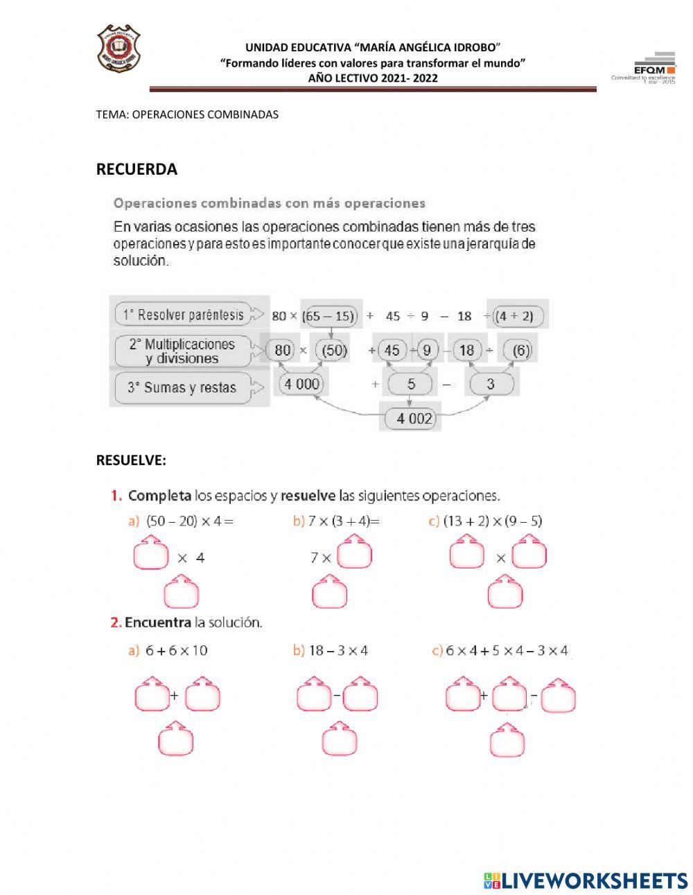 Opreciones combinadas 7mo