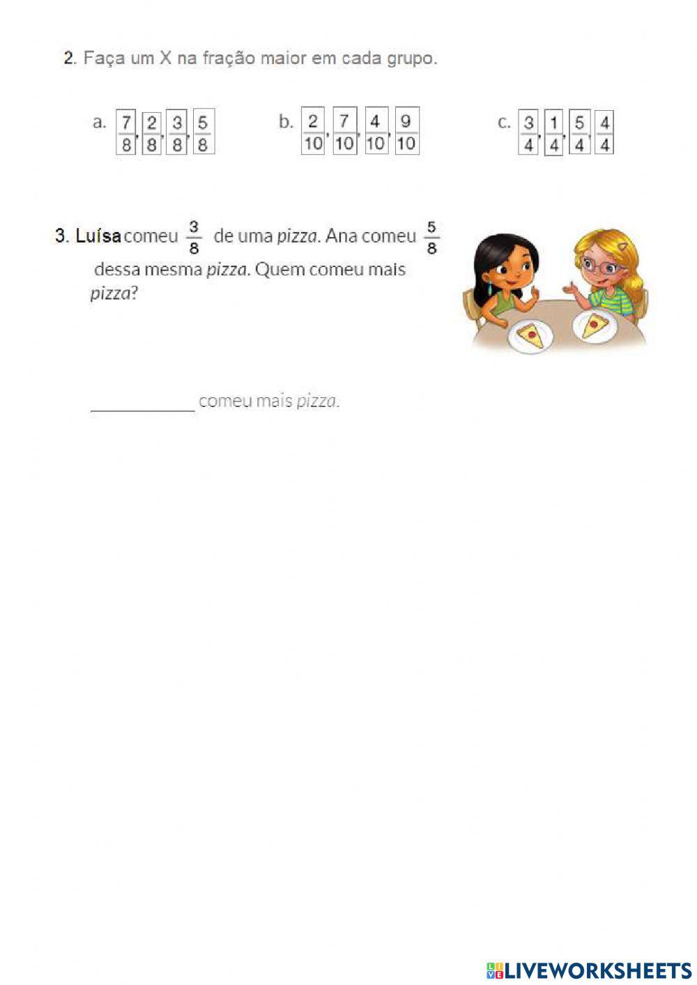 Comparação de fração com o meso denominador