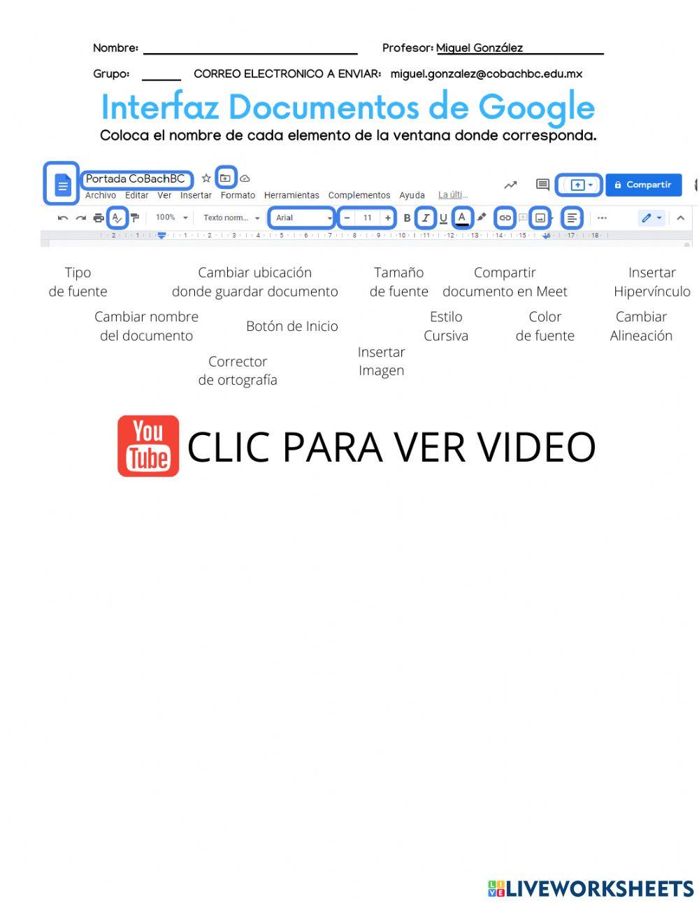 Elementos de la Ventana de Documentos de Google