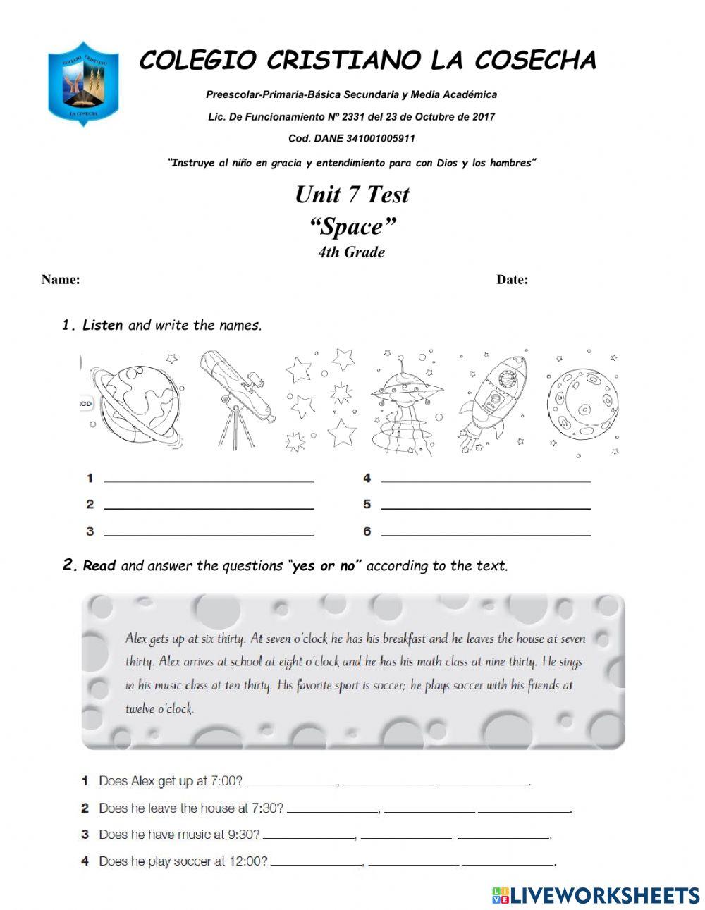 UNIT 7 TEST - BEEP 4