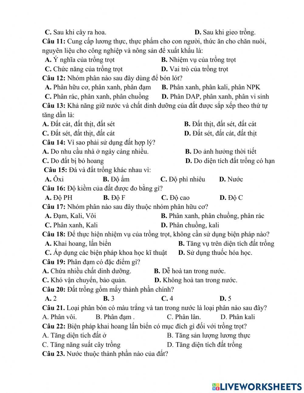 Đề kiểm tra giữa kì CN7